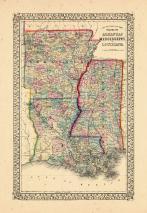 Map - Page 1, County Map of the states of Arkansas, Mississippi and Louisiana