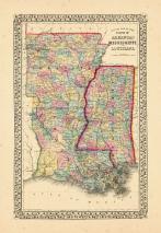 Map - Page 1, County map of the state of Arkansas, Mississippi and Louisiana, c.2