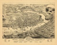 Map - Page 1 - PANORAMIC VIEW OF THE/CITY OF CALAIS, ST. STEPHEN AND MILLTOWN/WASHINGTON CO. MAINE CHARLOTTE CO. NEW BRUNSWICK/1879, PANORAMIC VIEW OF THE/CITY OF CALAIS, ST. STEPHEN AND MILLTOWN/WASHINGTON CO. MAINE CHARLOTTE CO. NEW BRUNSWICK/1879