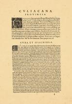 Text - Page 2, Culiacanae, Americae Regionis Descriptio [upper map cartouche] Hispaniolae Cubae... [lower map cart]